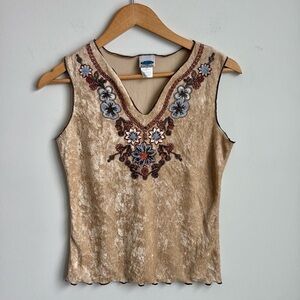 M-Fasis By California Blue  V Neck Sleeveless Top Large